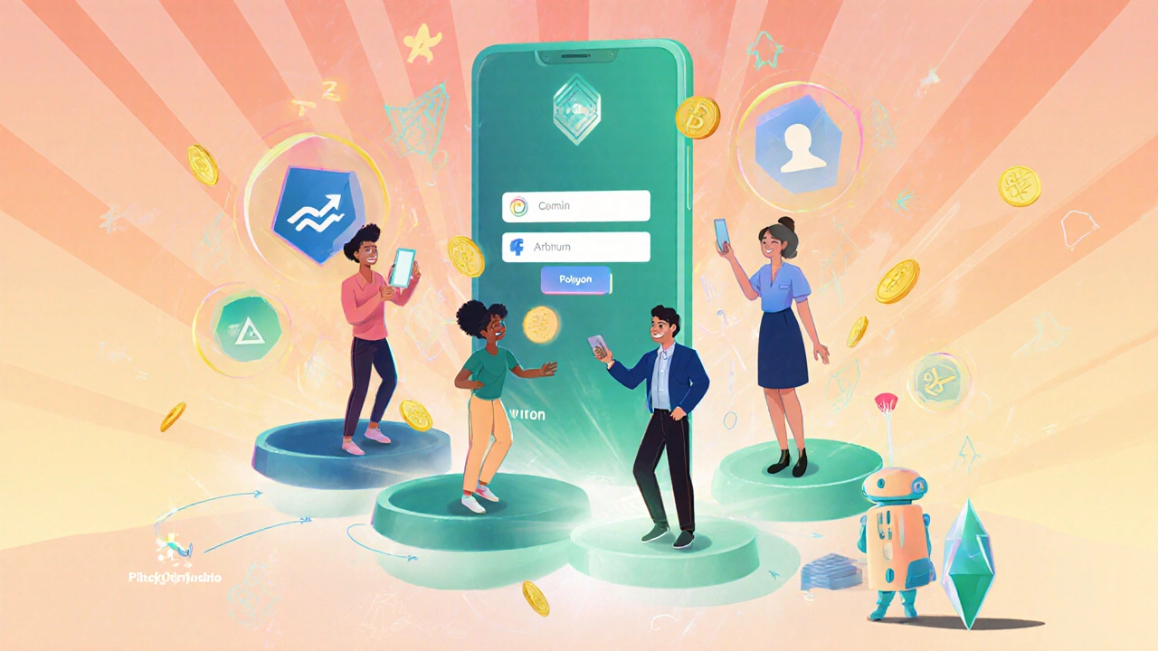 Happy users onboarding via email and phone with gas‑less L2 transactions.