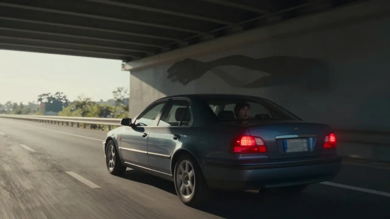 Car braking suddenly due to bridge shadow mistaken for obstacle
