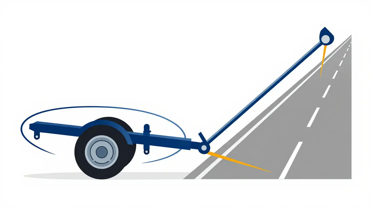Diagram showing pivot points and stability differences between hitch types