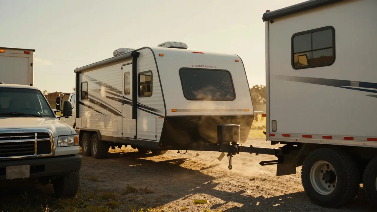 Truck backing a trailer into a tight spot using a gooseneck hitch