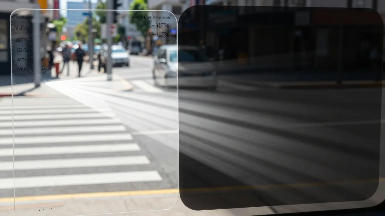Comparison of clear vs dark tint showing visibility differences