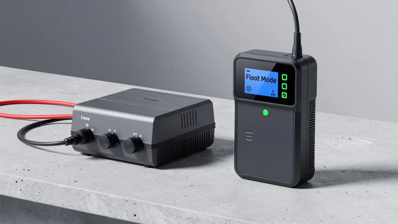 Comparison of old trickle charger vs modern smart battery maintainer