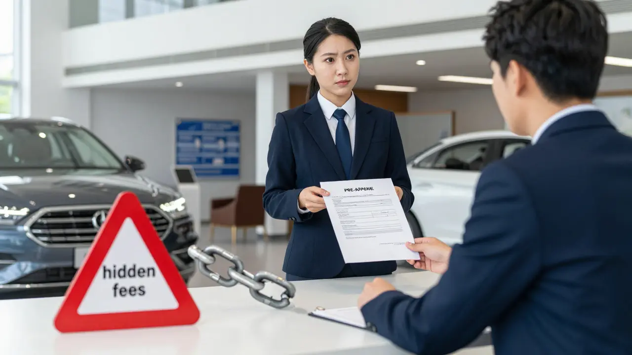 Customer negotiating auto loan terms with dealer using pre-approval