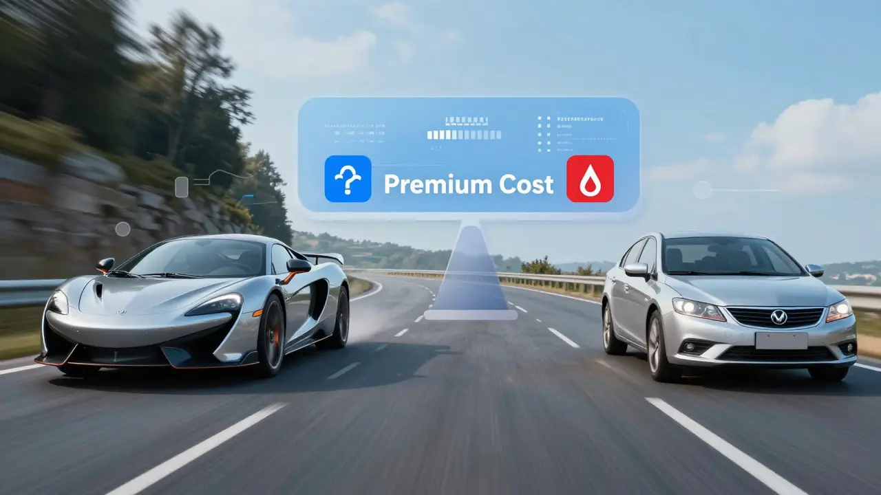 Comparison of high-risk sports car vs safe sedan affecting insurance costs