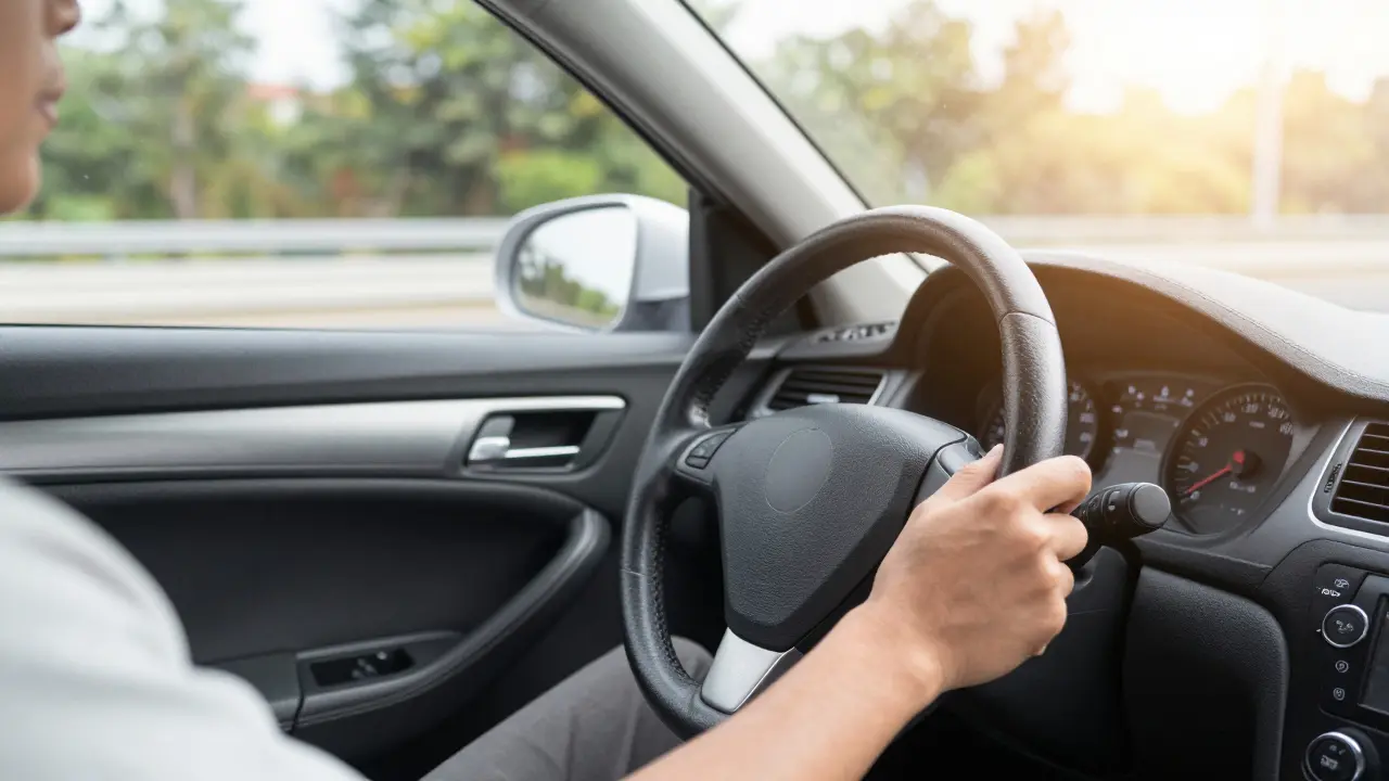 Driver shifting gears during a used car test drive