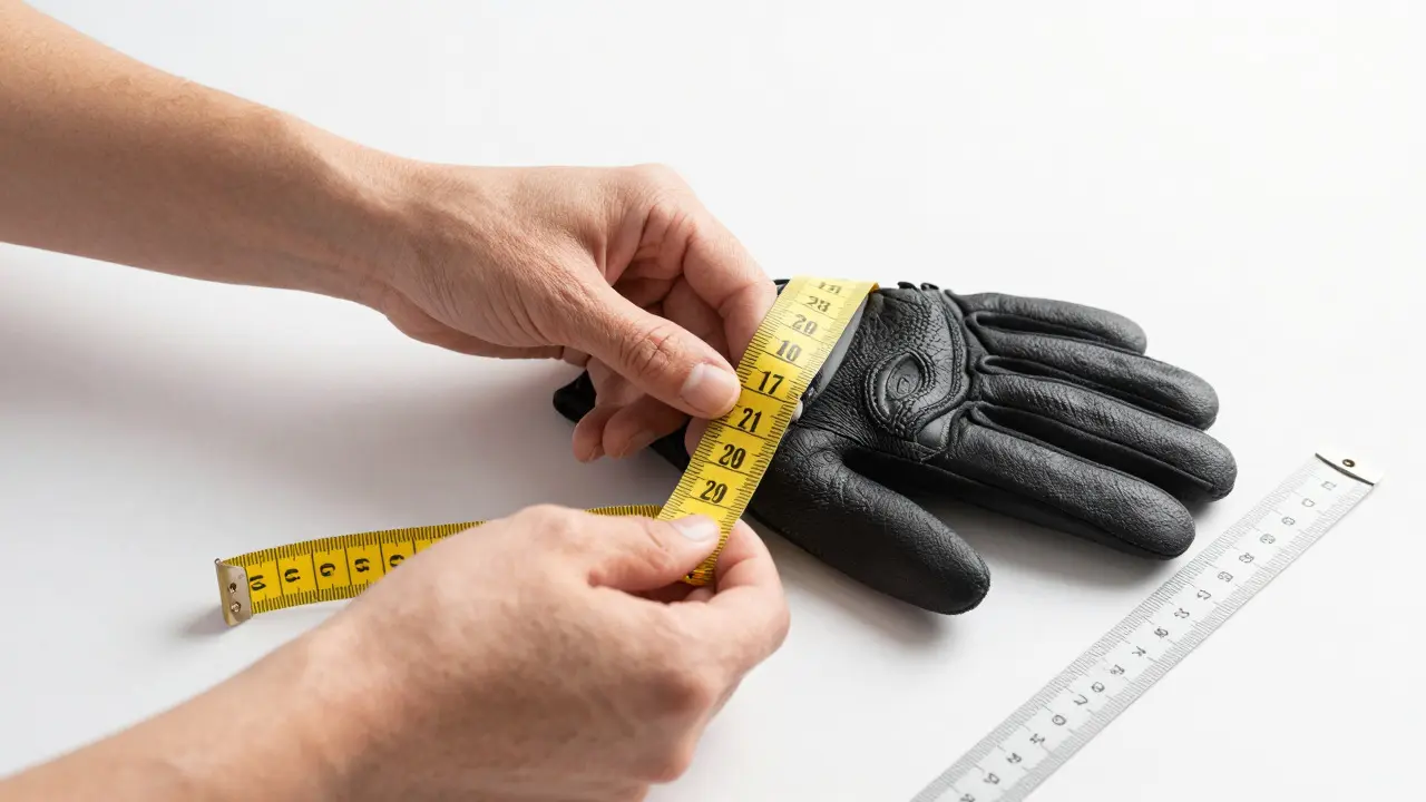 Hands being measured with tape measure for glove sizing