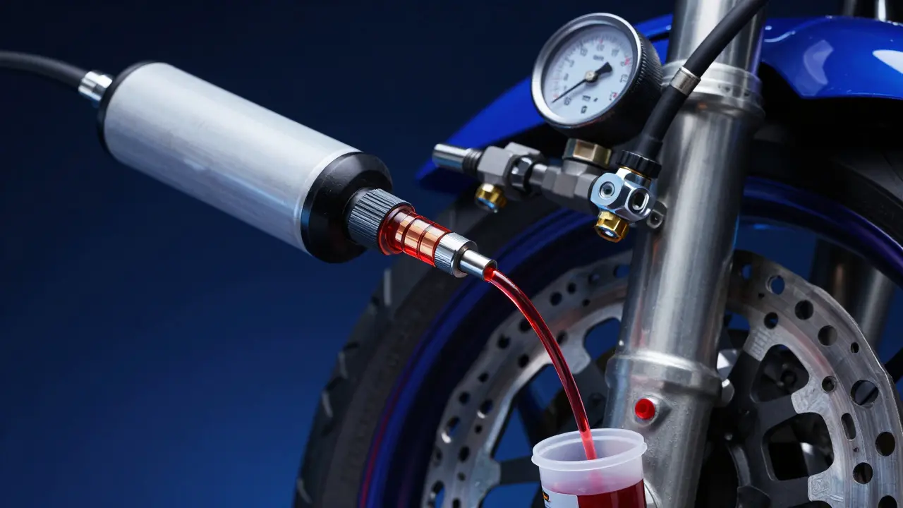 Pressurized brake bleeding system with fresh fluid flowing