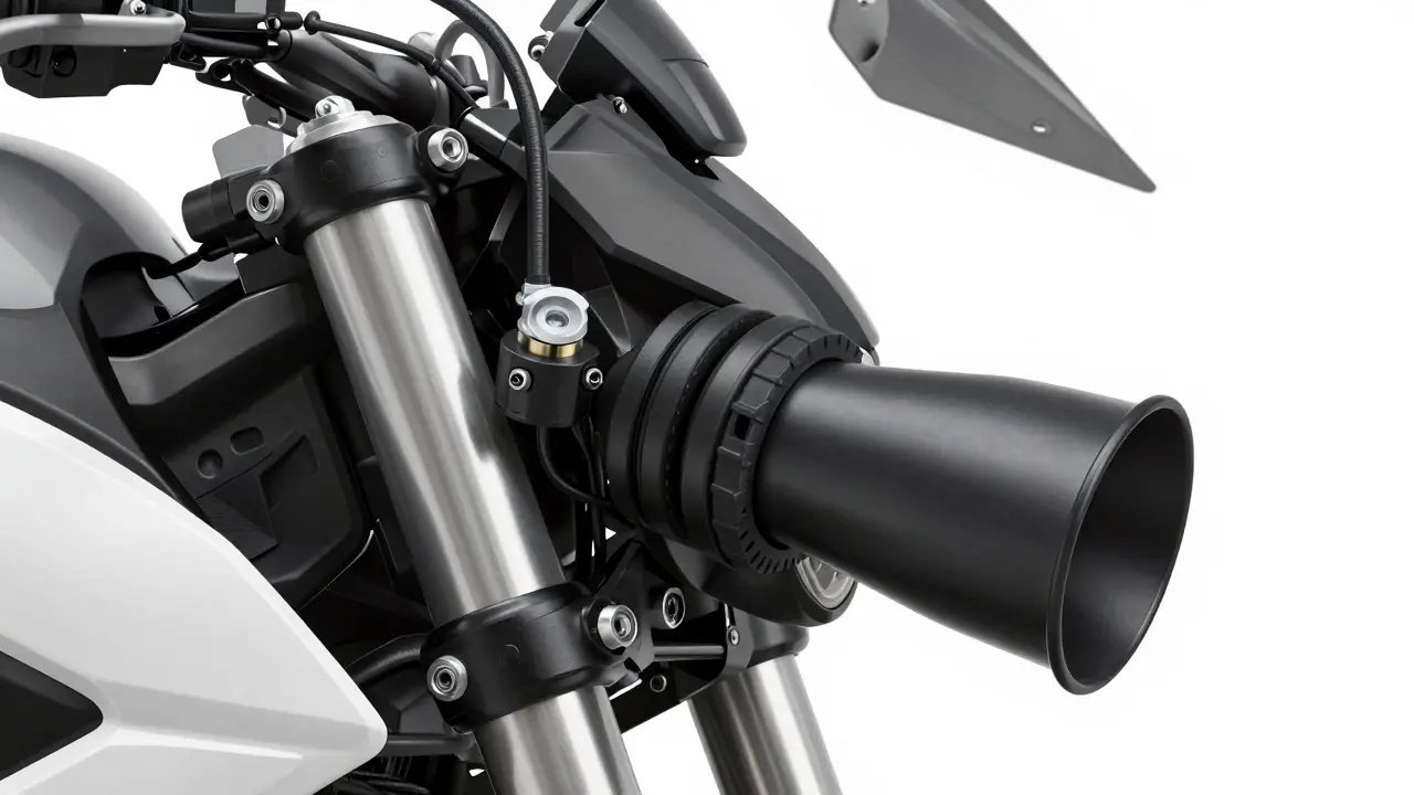 Properly installed motorcycle horn with relay wiring