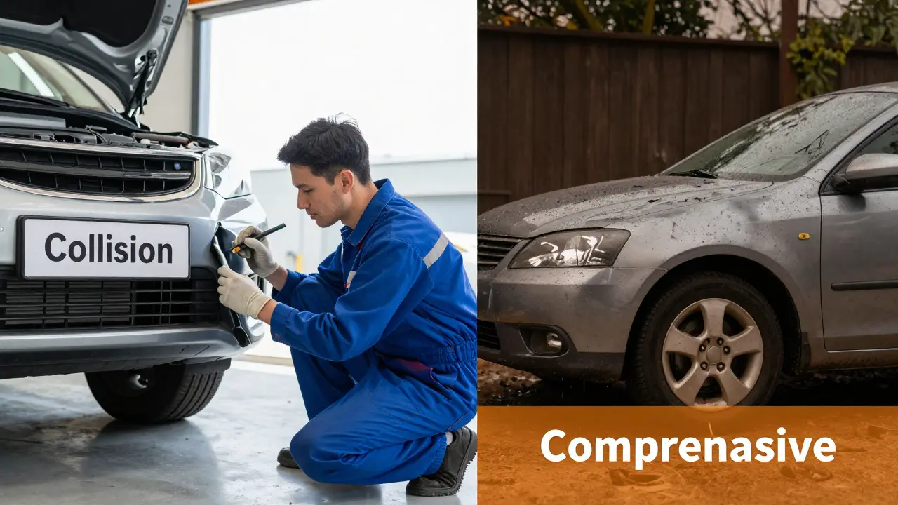 Split image comparing collision repairs and comprehensive damage scenarios
