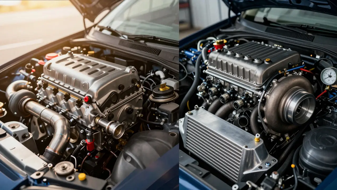 Split view comparing NA MAF setup vs turbocharged speed density