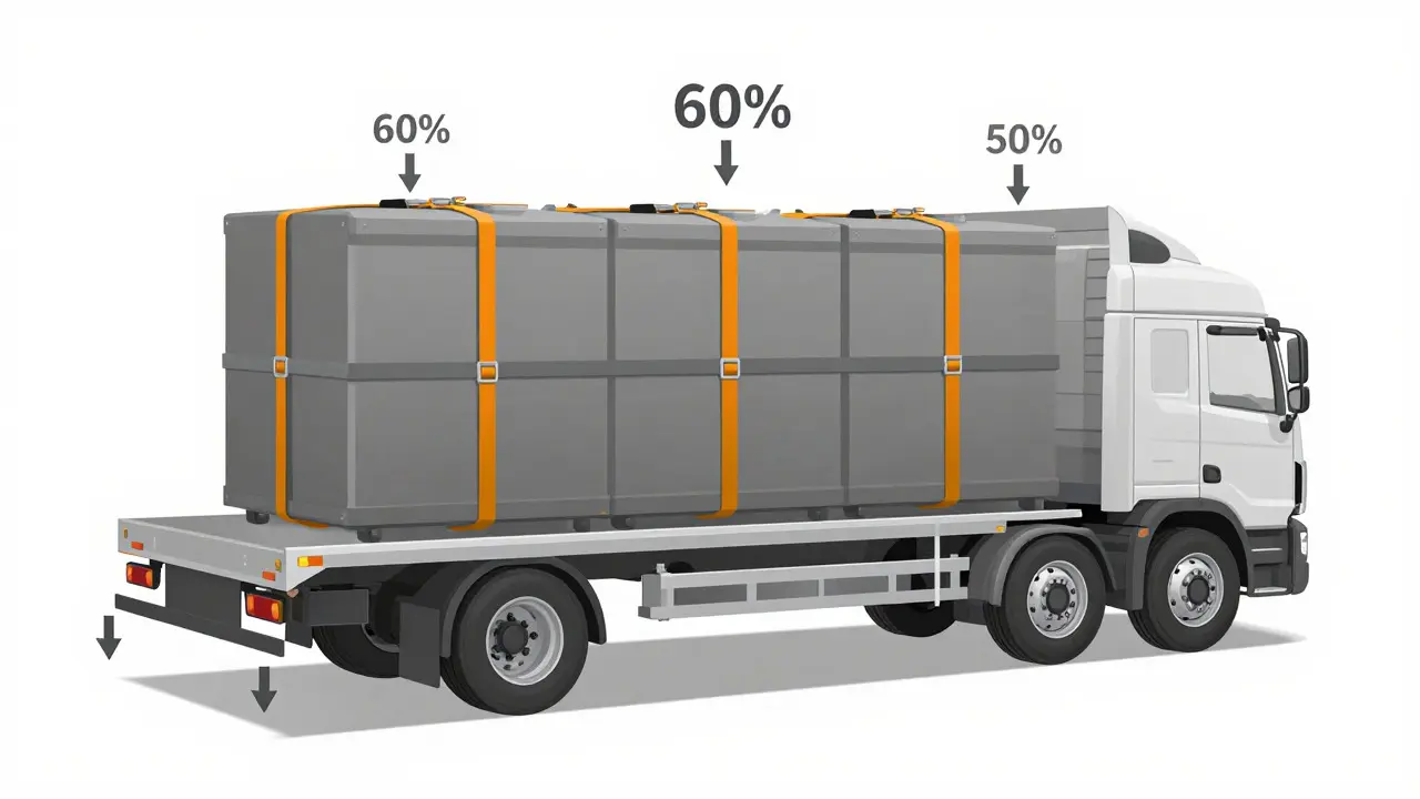 Cutaway illustration showing proper cargo weight distribution in trailer