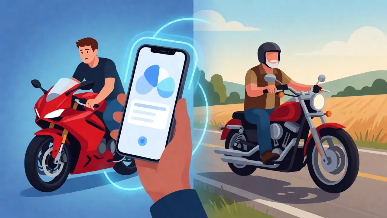 Comparison of young urban rider with telematics and older rural rider
