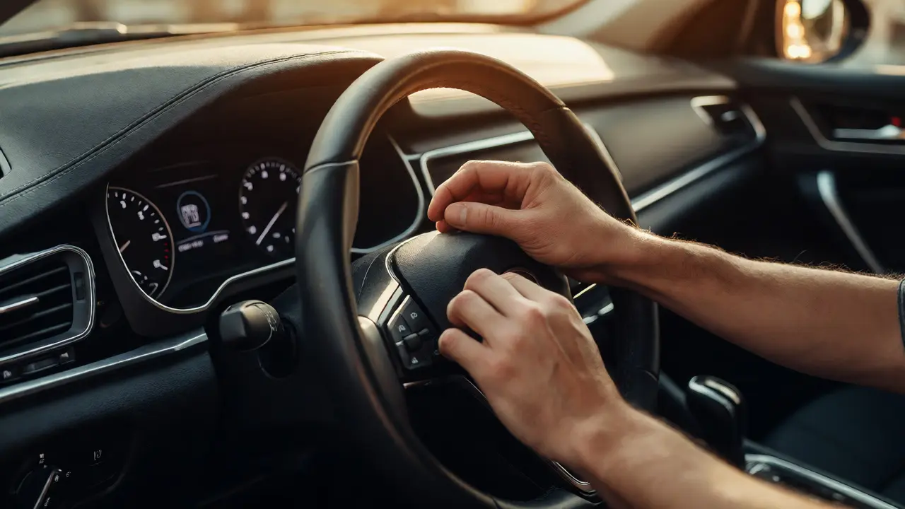 Hands inspecting car interior for wear