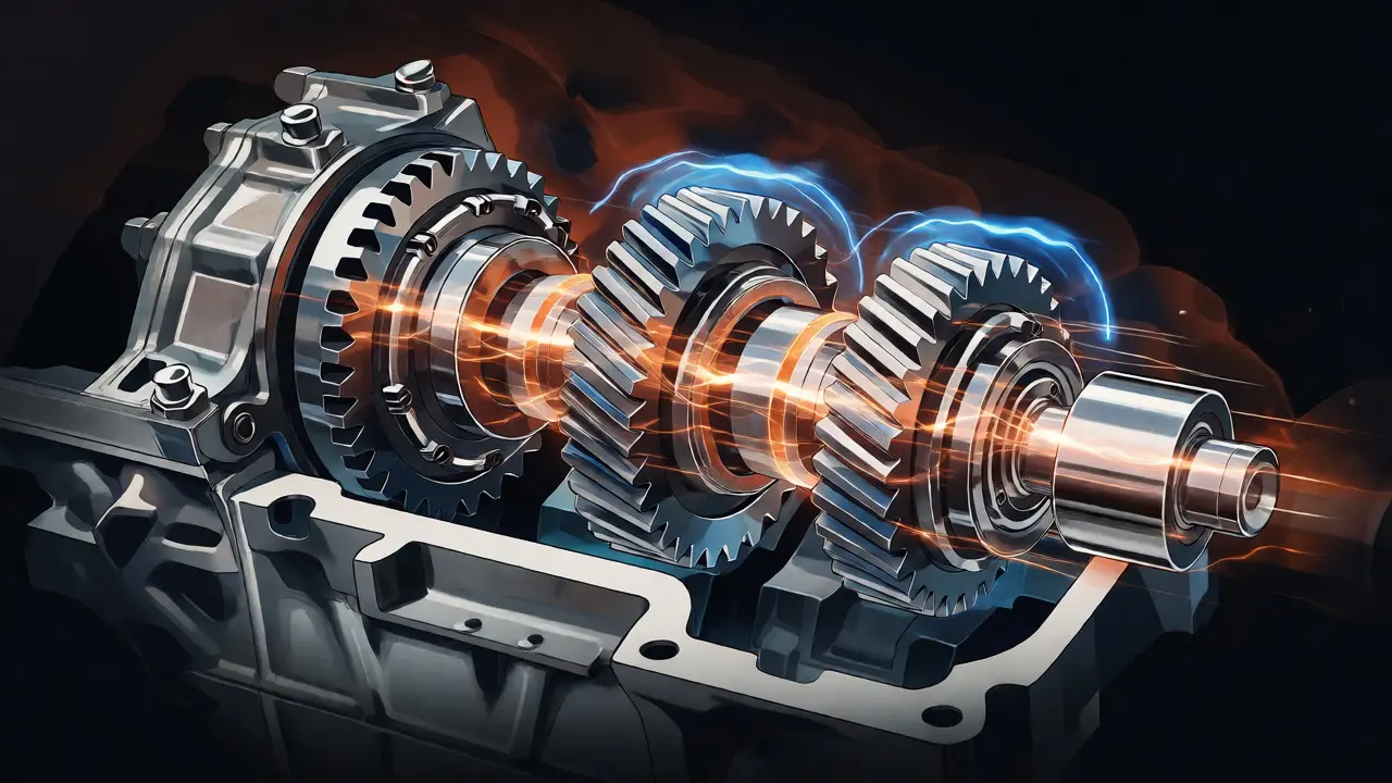 Artistic visualization of synchronized gears in a manual transmission