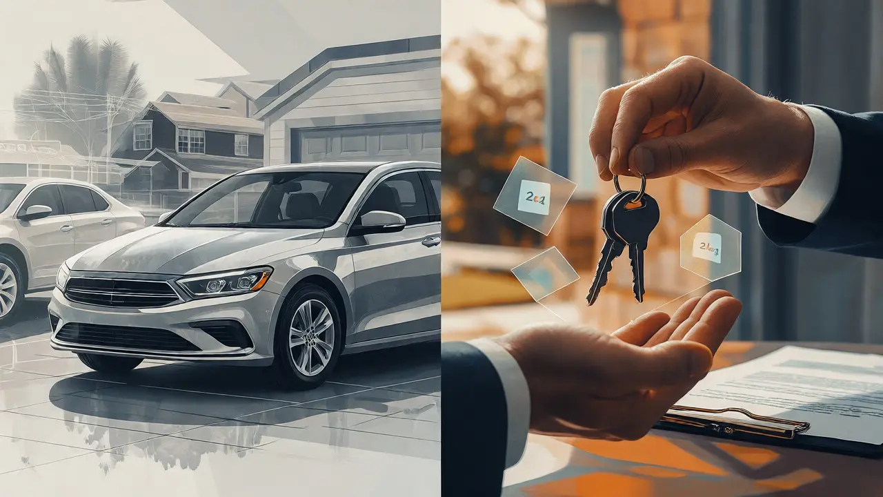 Conceptual image illustrating car depreciation and financing agreements